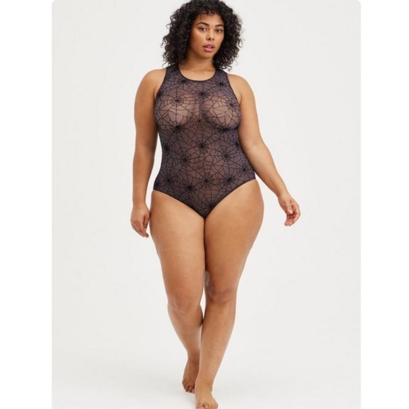 Torrid Flocked Mesh Spiderweb Bodysuit  4X NWT - Picture 1 of 10